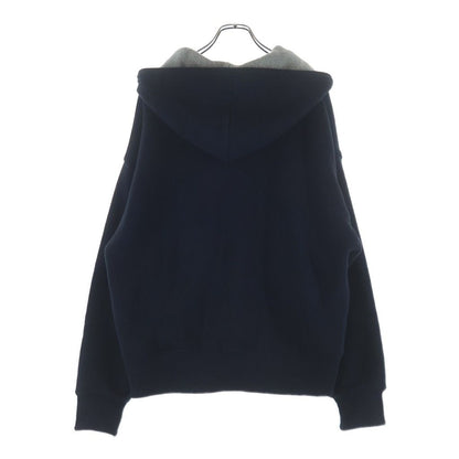 Loewe Cashmere Half Zip Knit Pullover Blend Zip Hoodie Navy — view 2