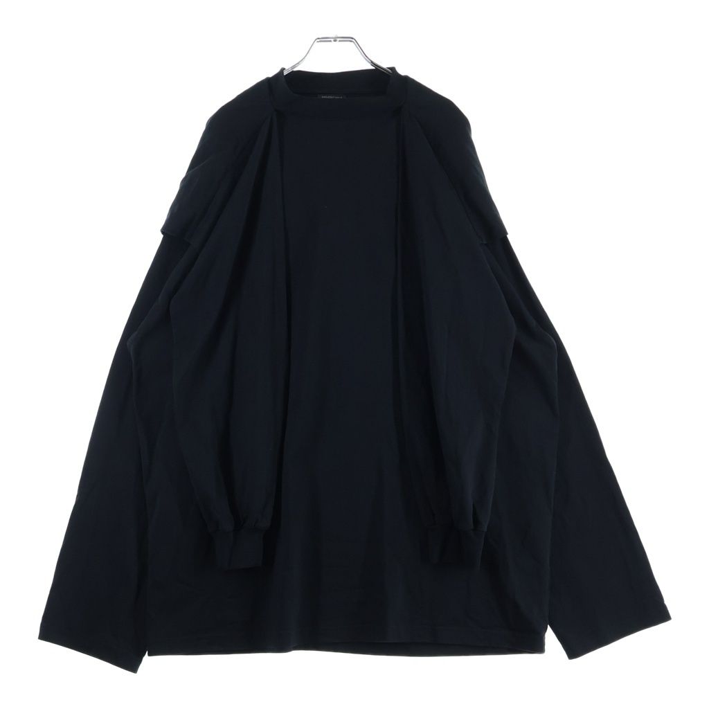 Balenciaga Hoodie Logo Layered 4 Sleeves Long Sleeve T-Shirt Black