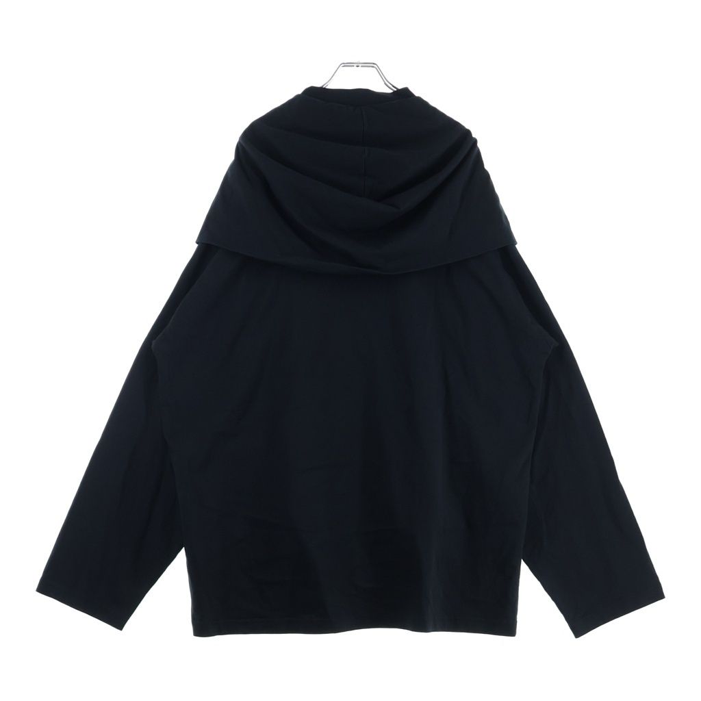 Balenciaga Hoodie Logo Layered 4 Sleeves Long Sleeve T-Shirt Black — view 2