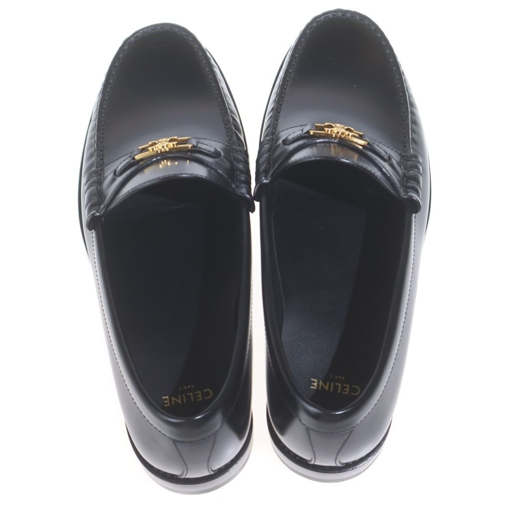 Celine Luco Triomphe Leather Loafers Black Gold — view 4