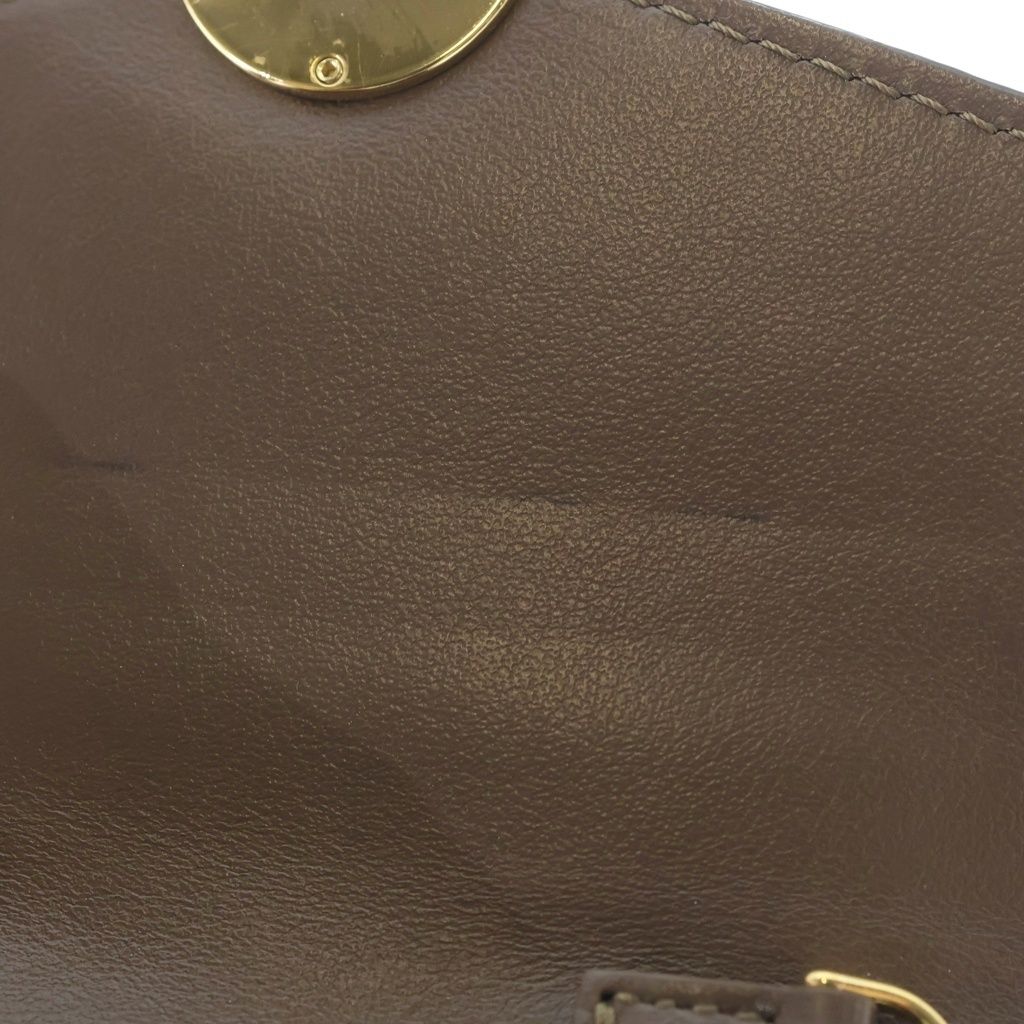 Fendi Compact Wallet Trifold Coin Case Brown Black Leather Gold — view 5