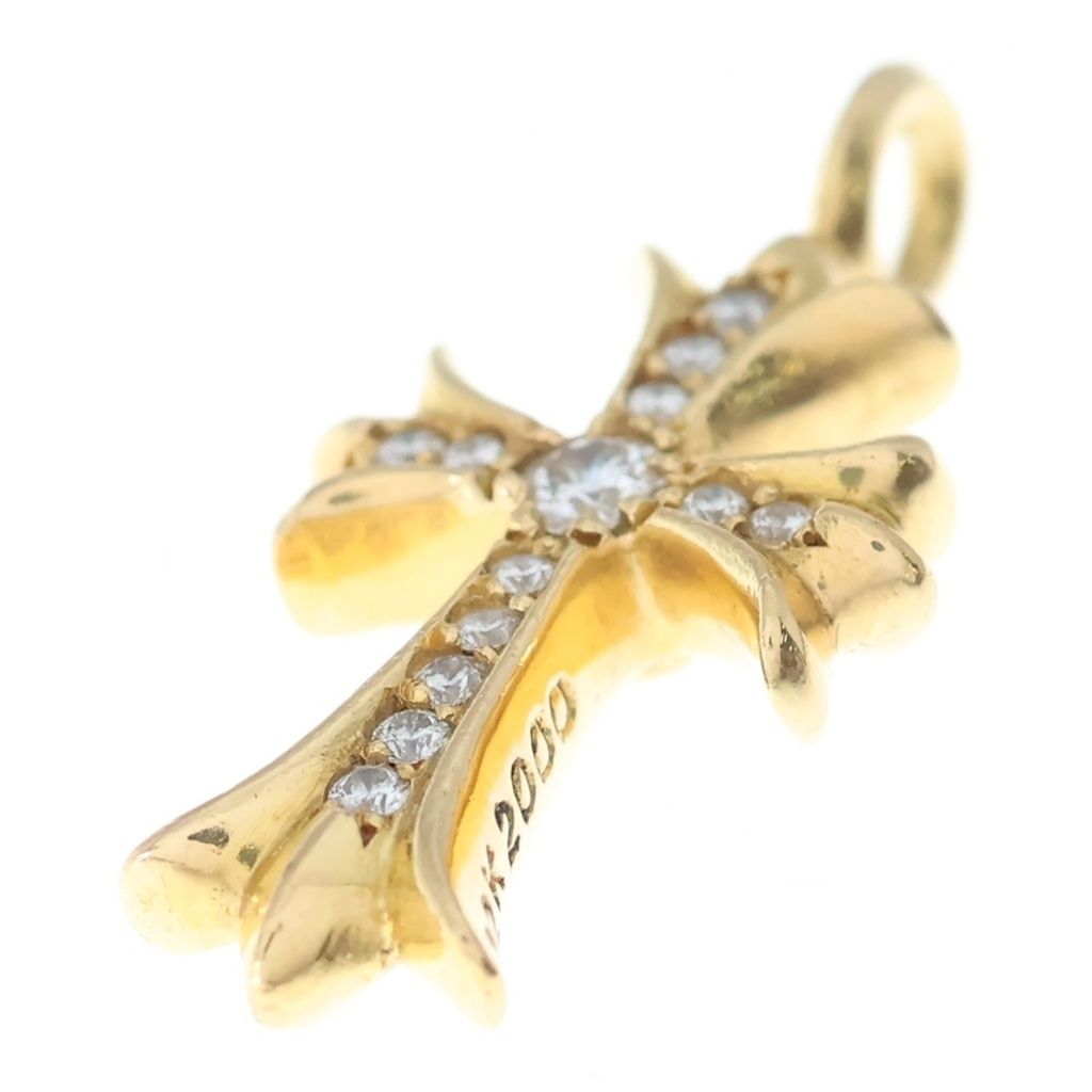 Chrome Hearts 22k Tny Crsf P Dia Tiny Fat Cross Pave Diamond Pendant Gold — view 5