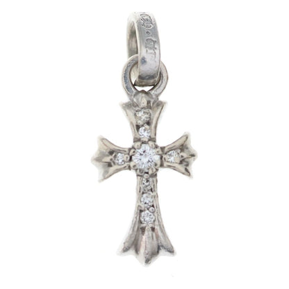 Chrome Hearts Crs Baby Fat P Dia Fat Cross Pave Diamond Pendant White Gold