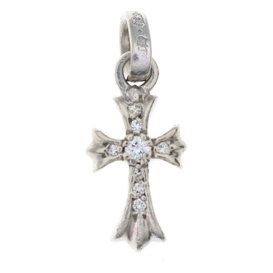 Chrome Hearts Crs Baby Fat P Dia Fat Cross Pave Diamond Pendant White Gold