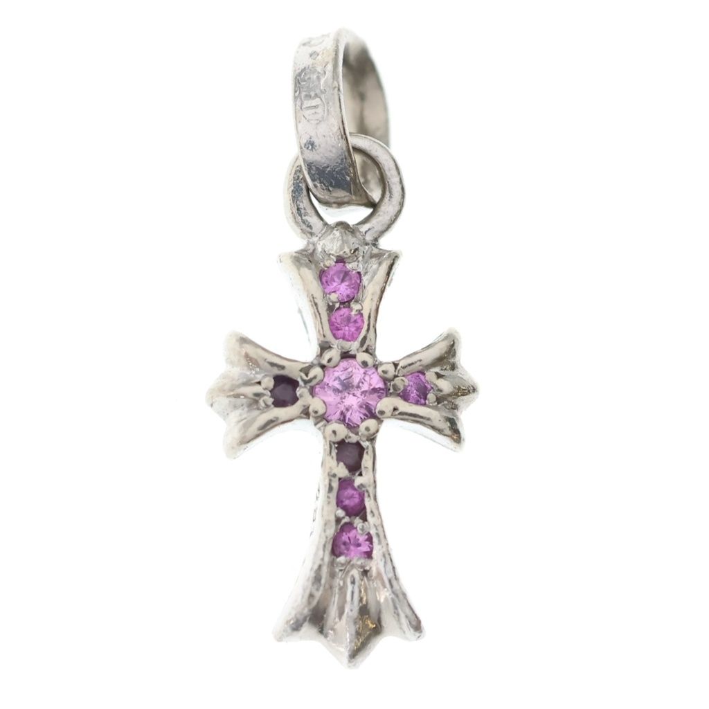 Chrome Hearts Crs Baby Fat P Sap P Fat Cross Pave Pink Saffiano Pendant White
