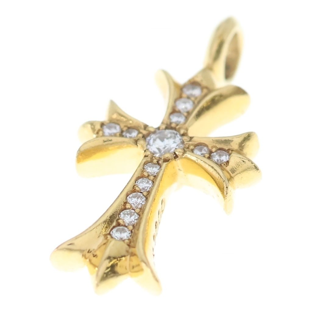 Chrome Hearts 22k Tny Crsf P Dia Tiny Fat Cross Pave Diamond Pendant Gold — view 5