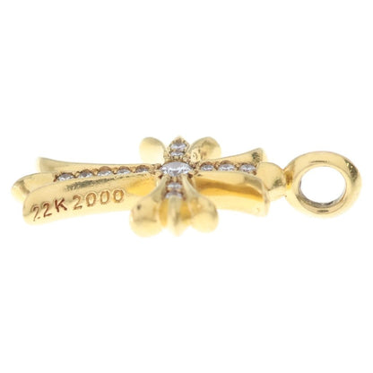 Chrome Hearts 22k Tny Crsf P Dia Tiny Fat Cross Pave Diamond Pendant Gold — view 3