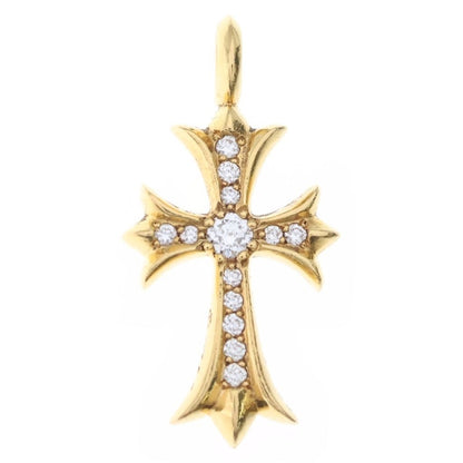 Chrome Hearts 22k Tny Crsf P Dia Tiny Fat Cross Pave Diamond Pendant Gold