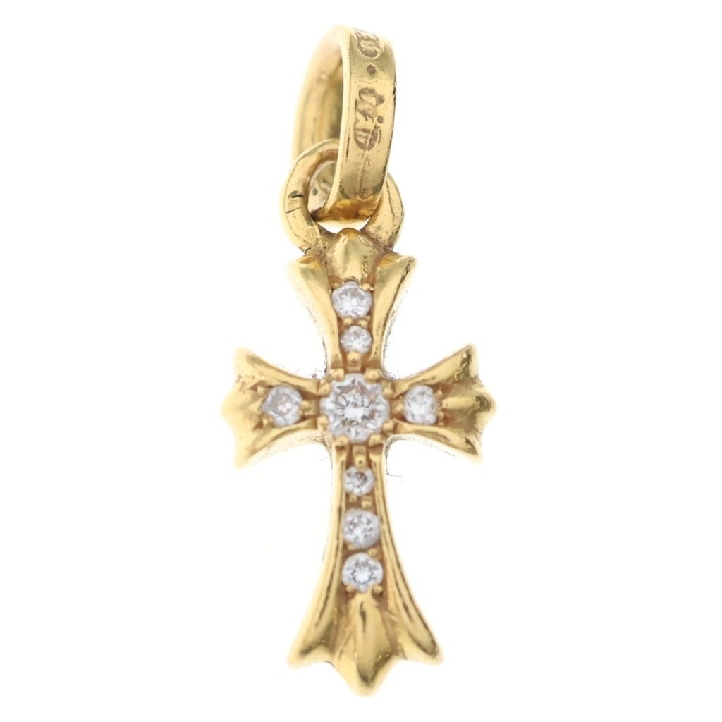 Chrome Hearts 22k Crs Baby Fat P Dia Fat Cross Pave Diamond Pendant Gold