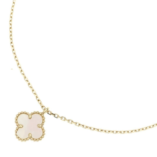 Van Cleef & Arpels Sweet Alhambra Mother of Pearl Pendant Chain Gold