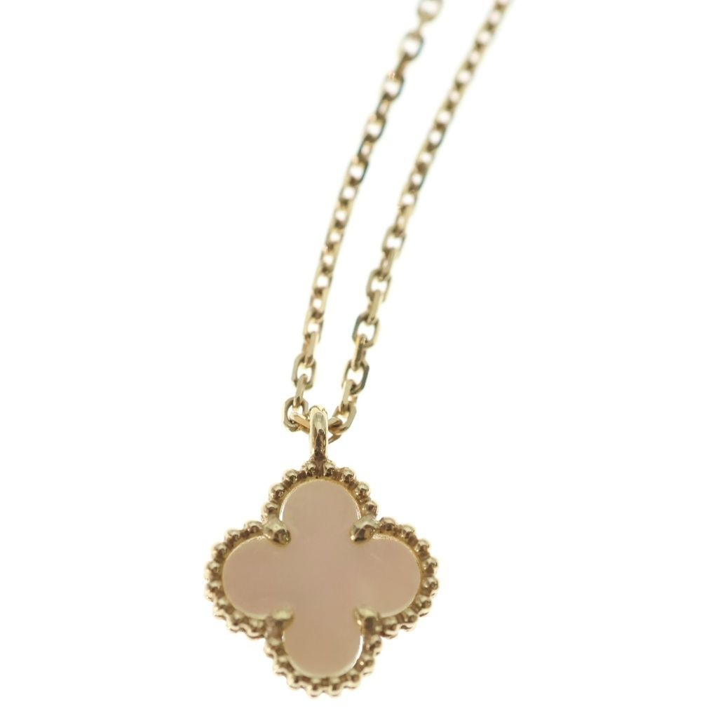 Van Cleef & Arpels Sweet Alhambra Mother of Pearl Pendant Chain Gold — view 3