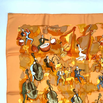 Hermes Carre 90 Concerto Orange Silk 100% Scarf — view 3