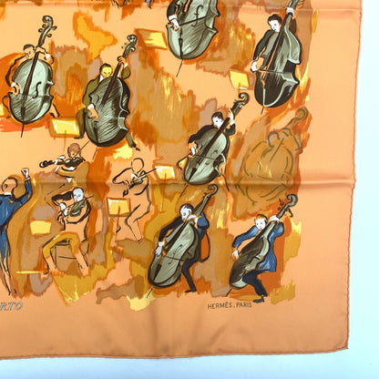 Hermes Carre 90 Concerto Orange Silk 100% Scarf — view 5