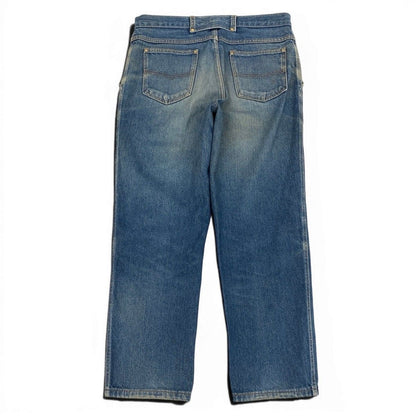 Celine Denim Pants Triangle Off Gold Button Back Logo 34 Indigo Blue Cotton — view 2