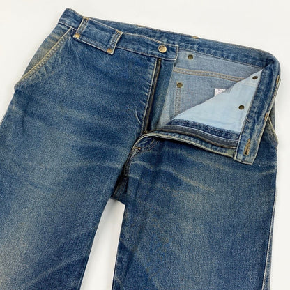 Celine Denim Pants Triangle Off Gold Button Back Logo 34 Indigo Blue Cotton — view 3