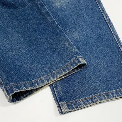 Celine Denim Pants Triangle Off Gold Button Back Logo 34 Indigo Blue Cotton — view 5