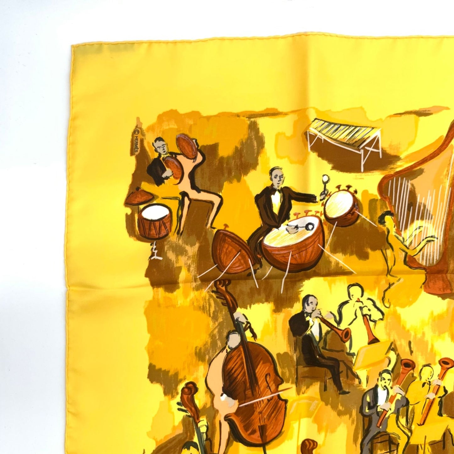 Hermes Carre 90 Concerto Scarf Yellow — view 3