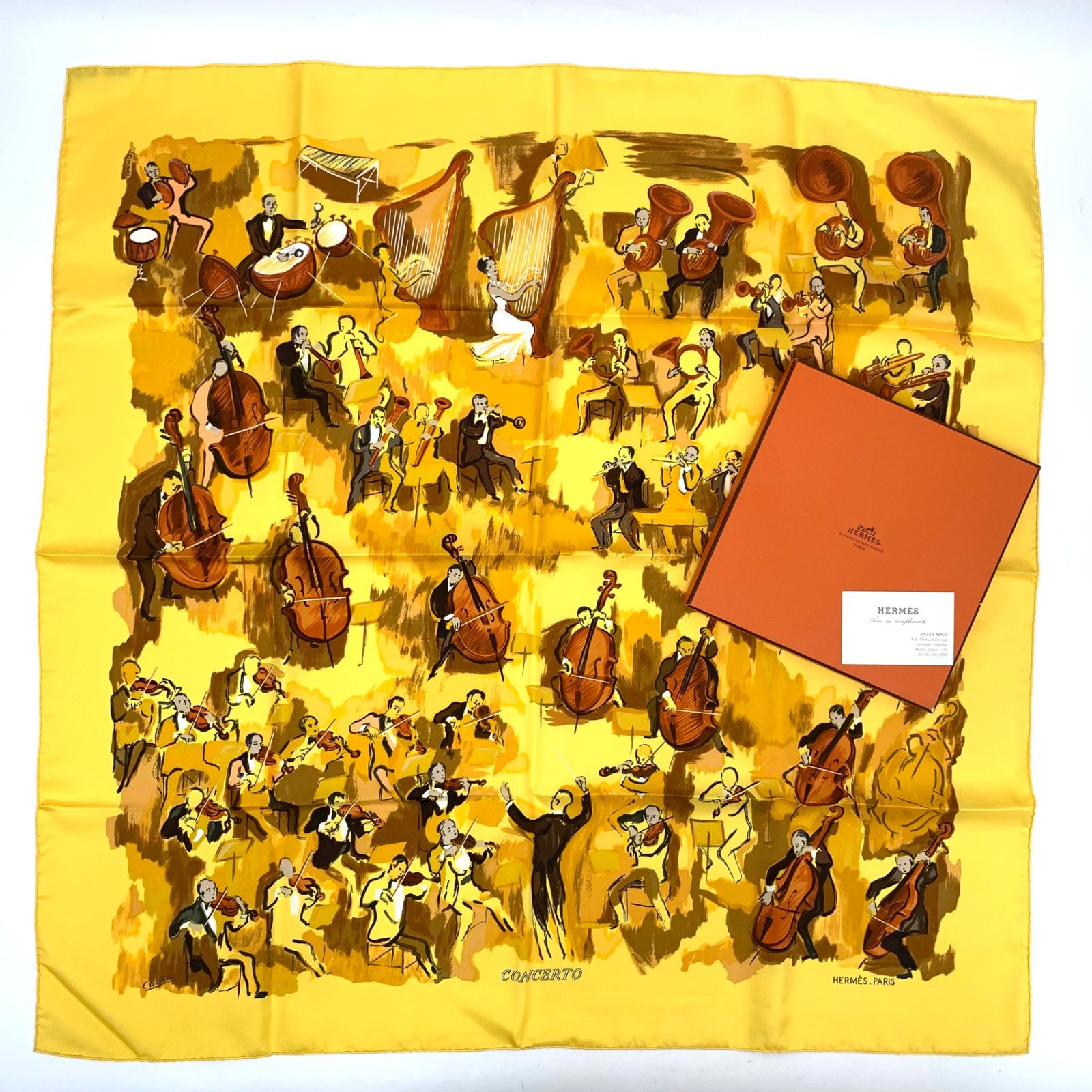 Hermes Carre 90 Concerto Scarf Yellow
