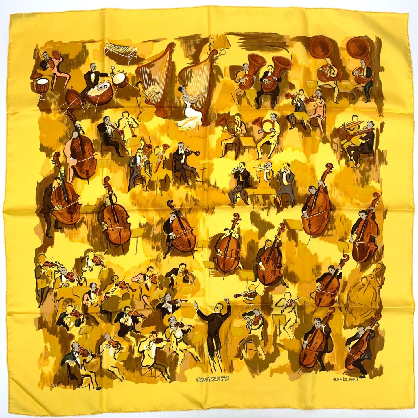 Hermes Carre 90 Concerto Scarf Yellow — view 2