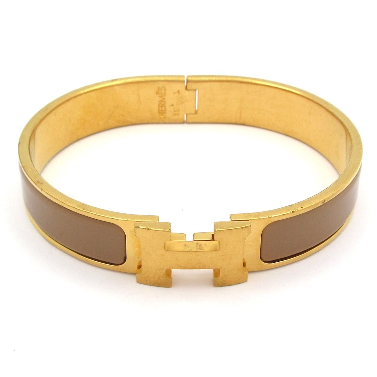Hermes Bangle Click Gold Beige Bracelet