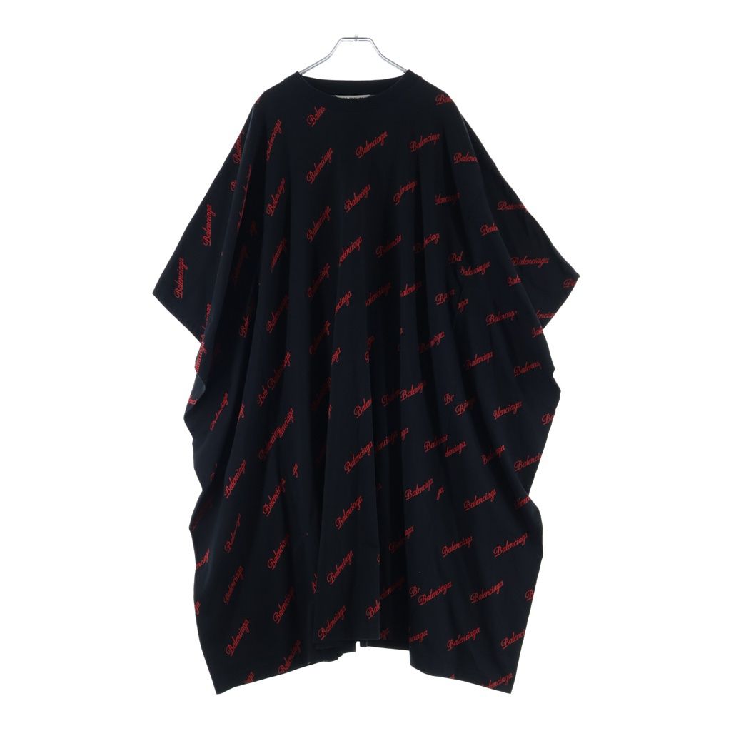 Balenciaga Logo Big Silhouette Shirt Dress Black Red #xs