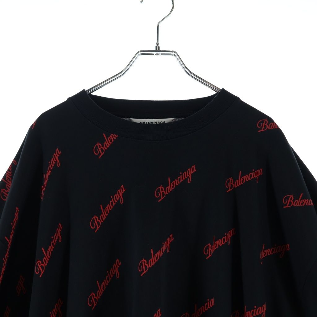 Balenciaga Logo Big Silhouette Shirt Dress Black Red #xs — view 3