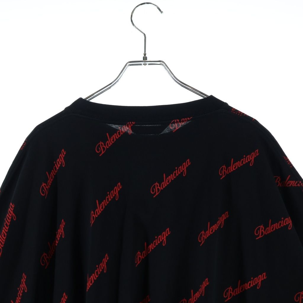 Balenciaga Logo Big Silhouette Shirt Dress Black Red #xs — view 4