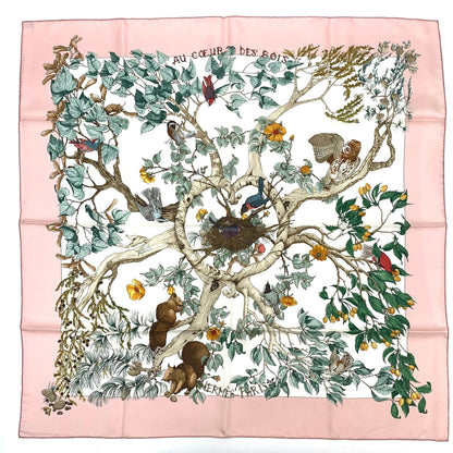 Hermes Carre 90 AU Coeur Des Bois in the Forest Pink Silk Scarf — view 2