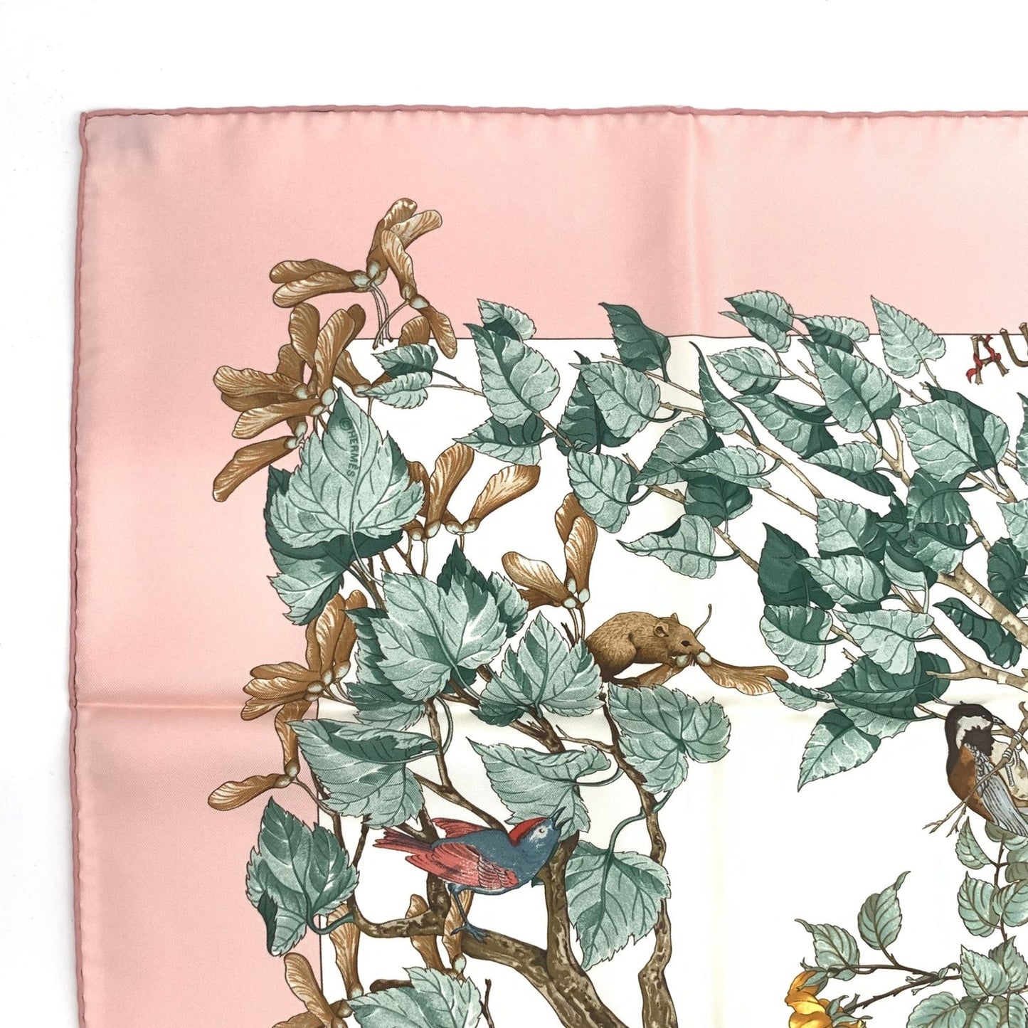Hermes Carre 90 AU Coeur Des Bois in the Forest Pink Silk Scarf — view 4
