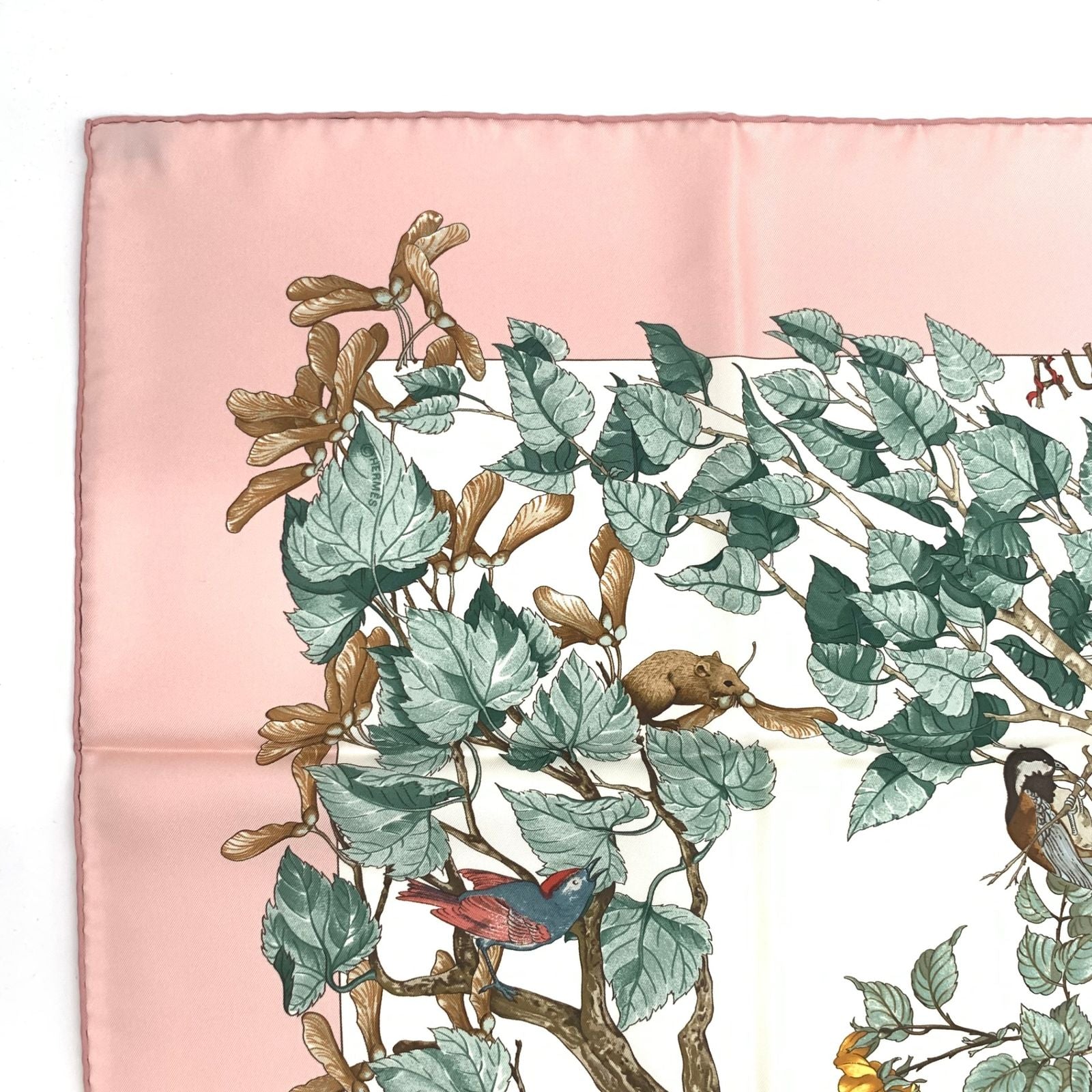 Hermes Carre 90 AU Coeur Des Bois in the Forest Pink Silk Scarf — view 4