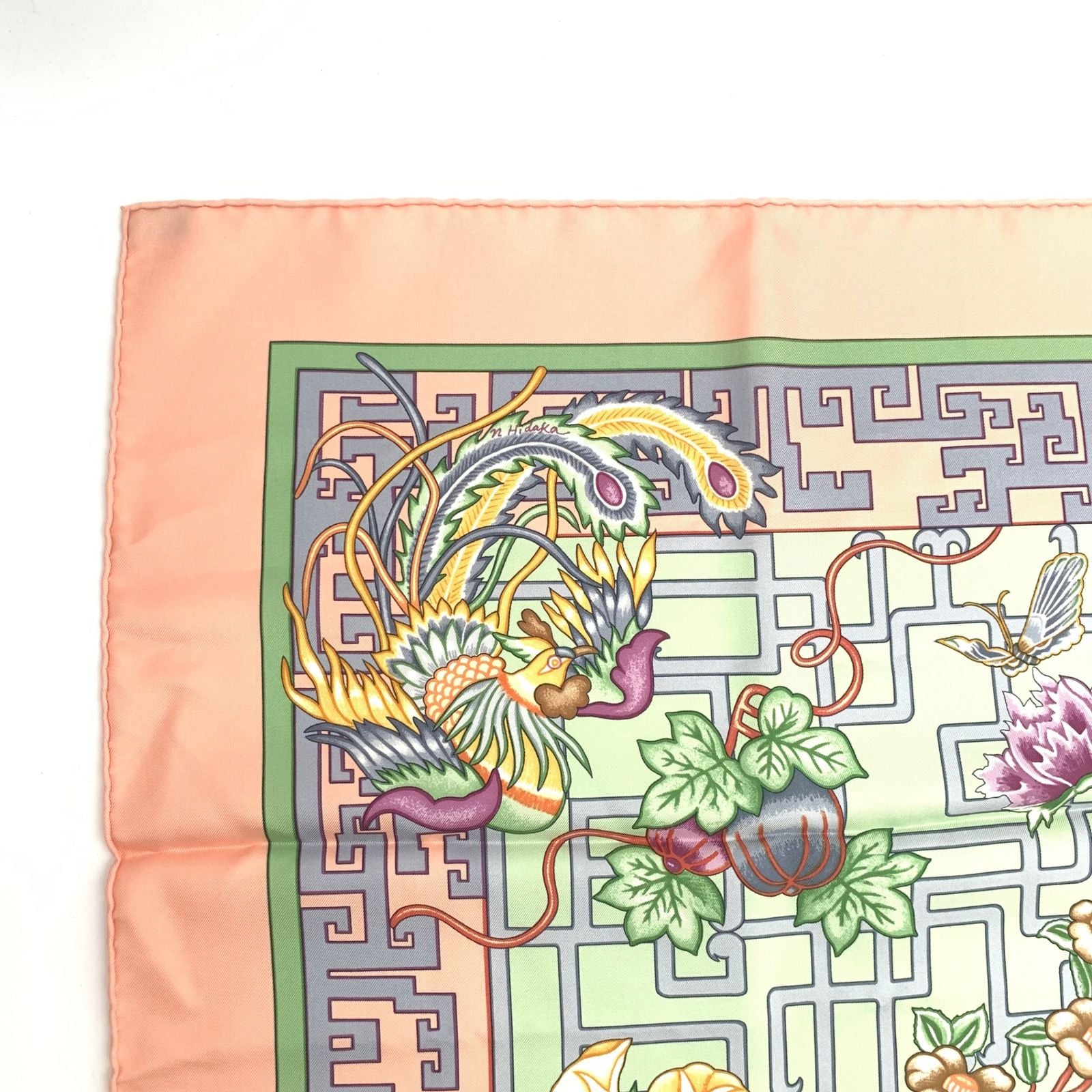 Hermes Scarf Carre 90 Turandot Orange Blue Pink — view 3