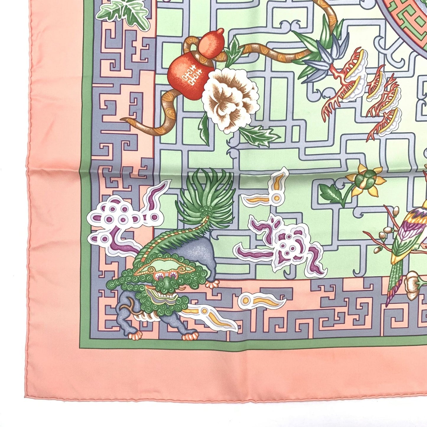 Hermes Scarf Carre 90 Turandot Orange Blue Pink — view 6