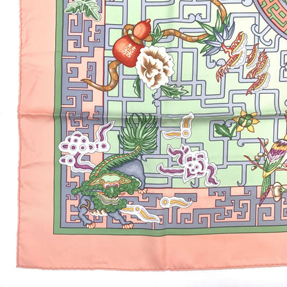 Hermes Scarf Carre 90 Turandot Orange Blue Pink — view 6