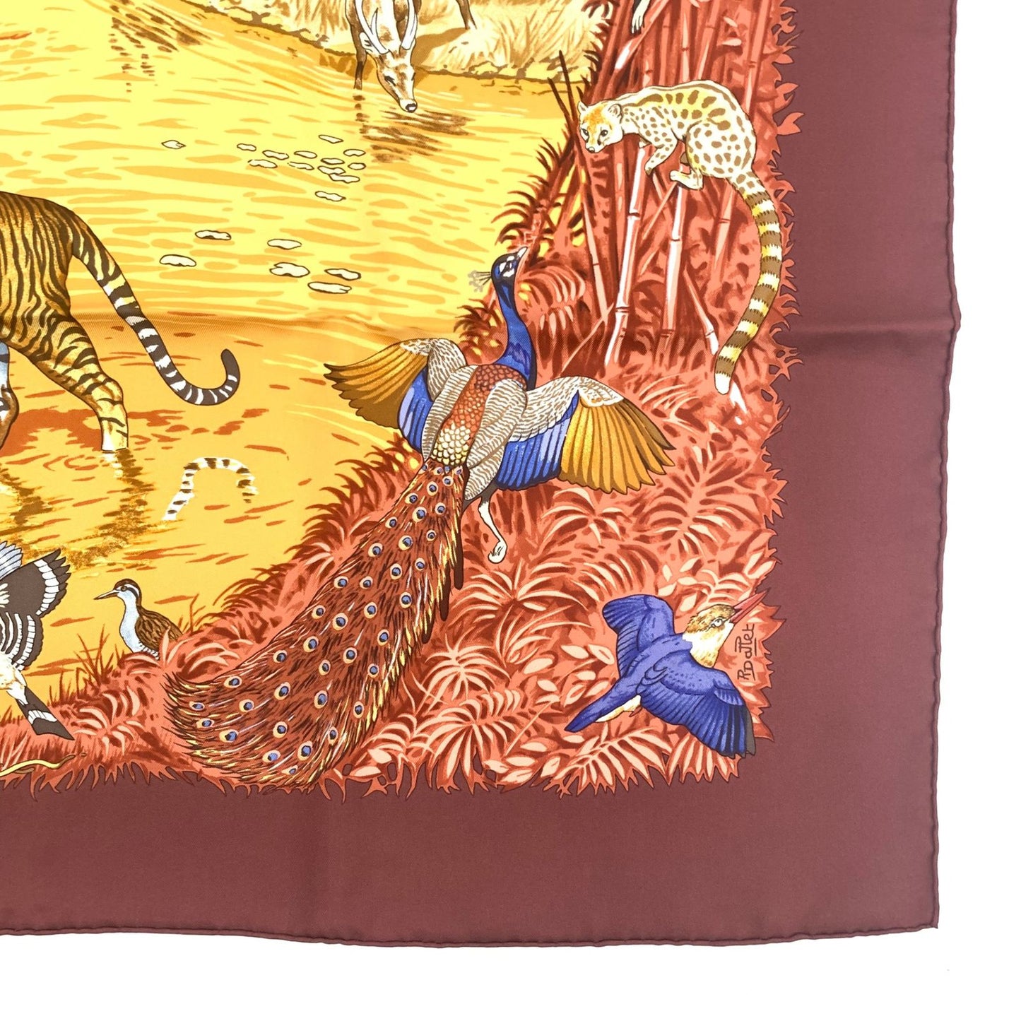 Hermes Carre 90 Large Scarf Silk la Trve de Leau Water Truce Robert Dale Full — view 7