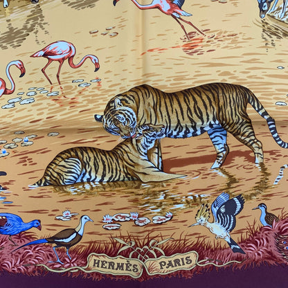 Hermes Carre 90 Large Scarf Silk la Trve de Leau Water Truce Robert Dale Full — view 9