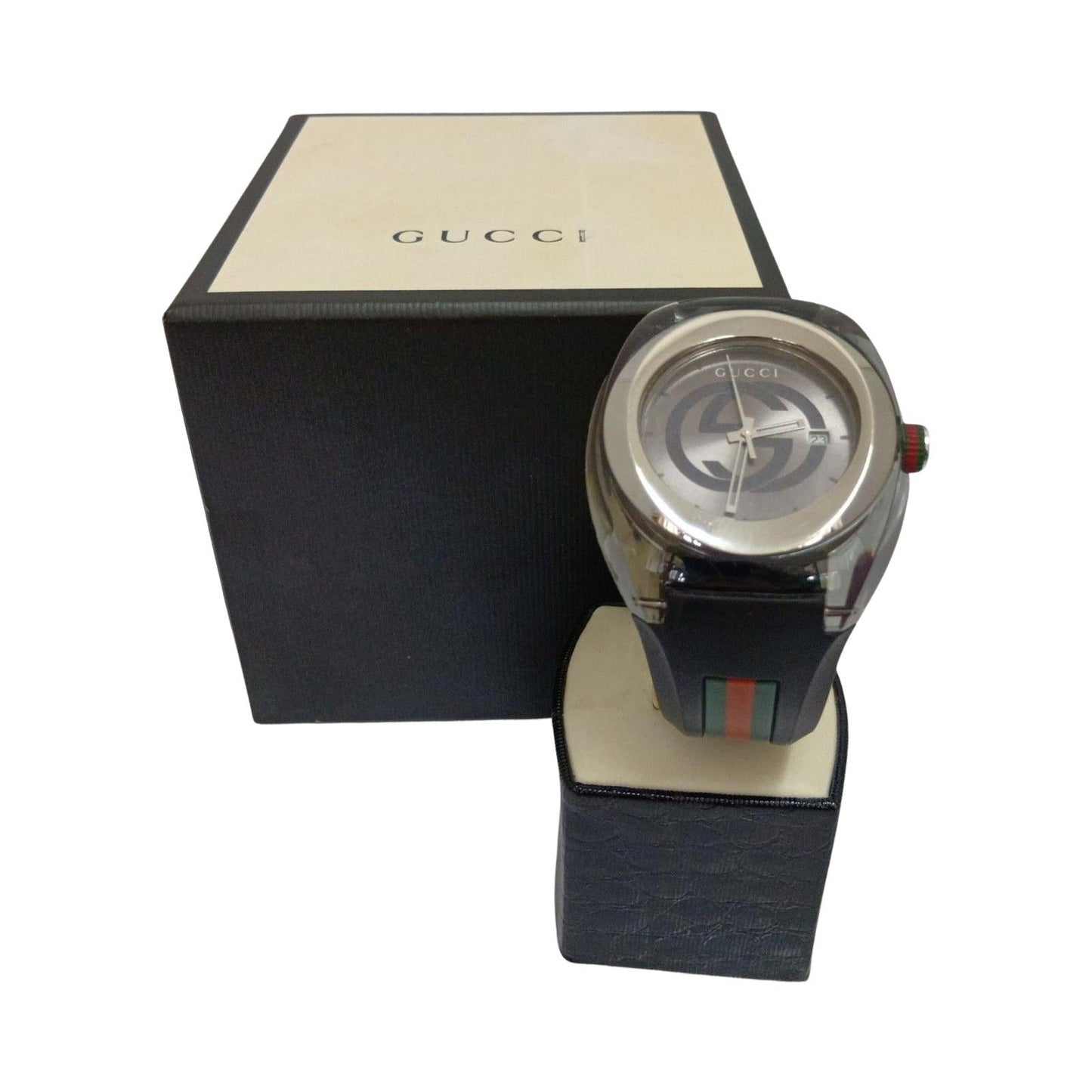 Gucci Watch Sync Sherry Rubber Quartz 137.1 Black Silver — view 2