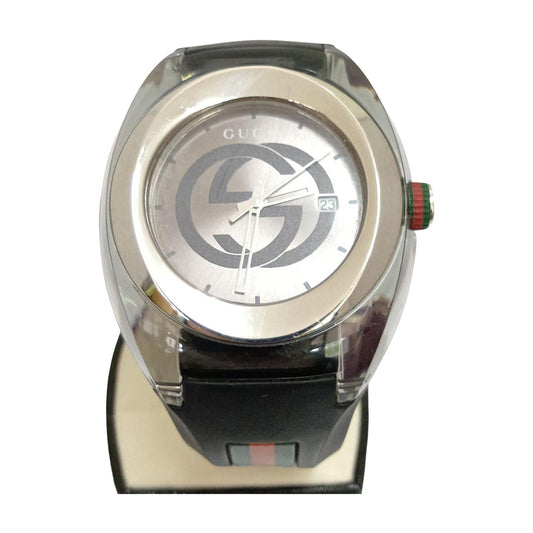 Gucci Watch Sync Sherry Rubber Quartz 137.1 Black Silver