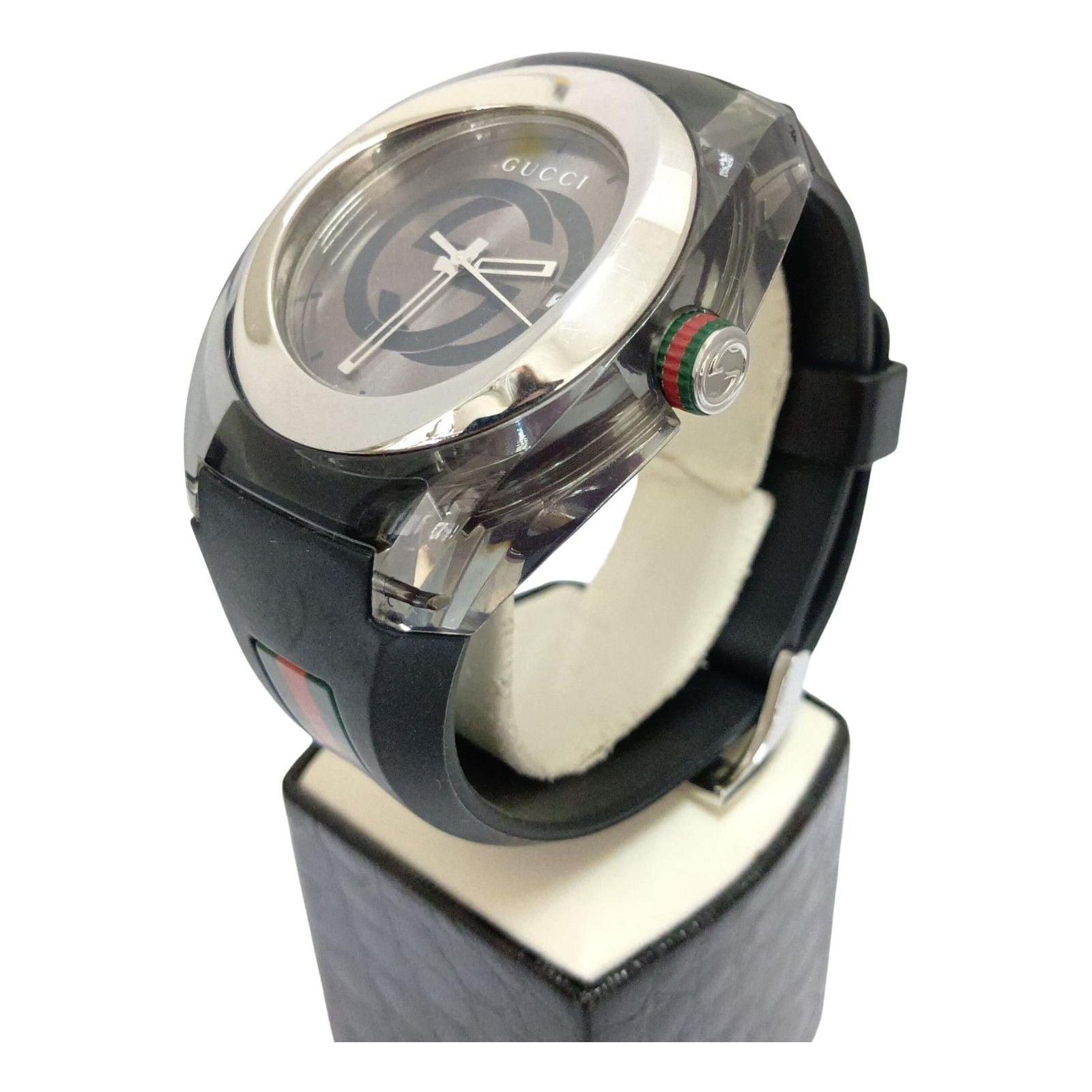 Gucci Watch Sync Sherry Rubber Quartz 137.1 Black Silver — view 3