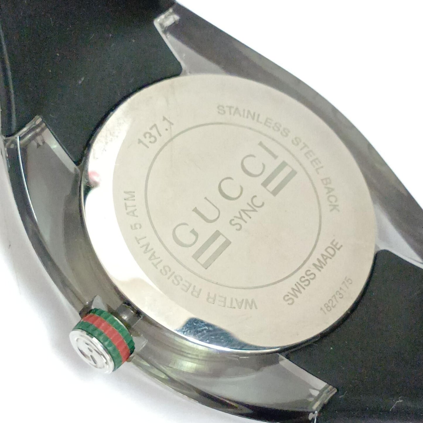 Gucci Watch Sync Sherry Rubber Quartz 137.1 Black Silver — view 8