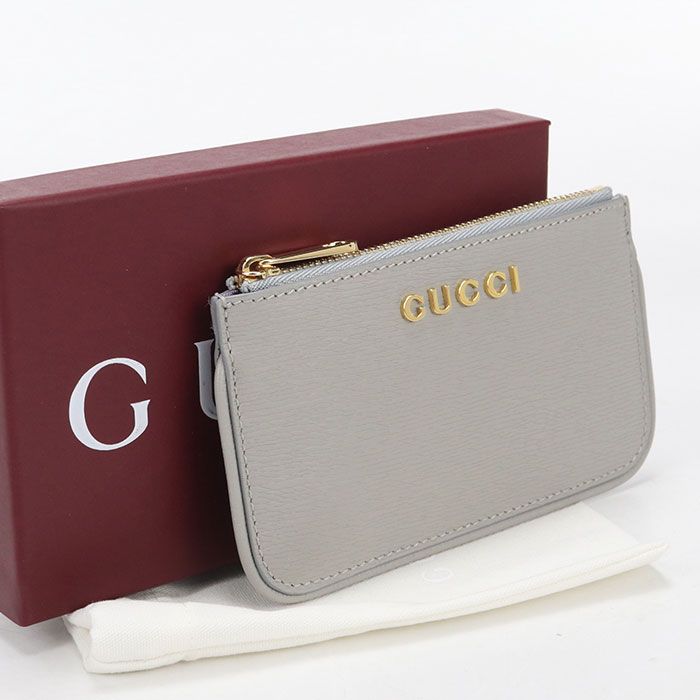 Gucci Zip Key Case Script Coin Purse Leather