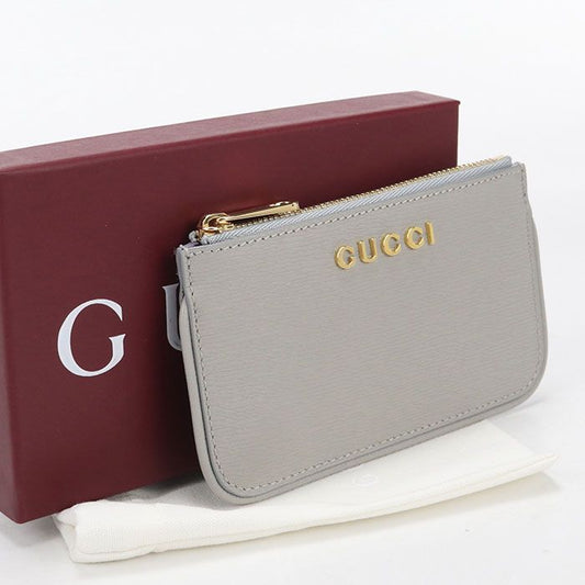 Gucci Zip Key Case Script Coin Purse Leather