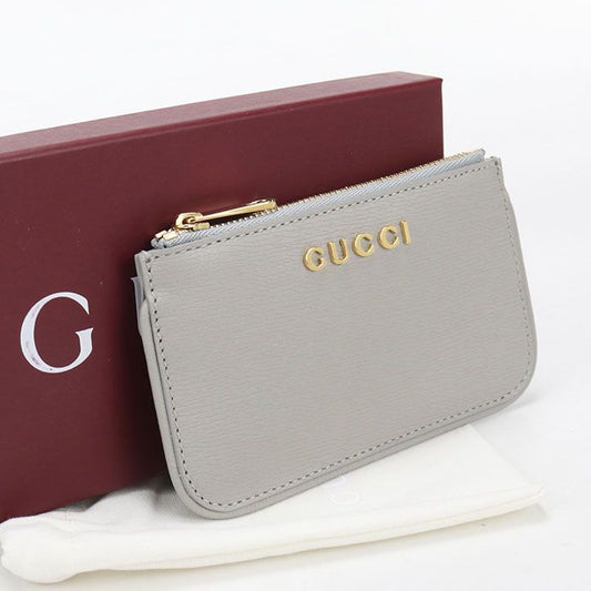 Gucci Zip Key Case Script Coin Purse Leather