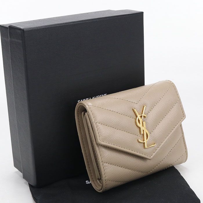 Saint Laurent Multi Fold Wallet Cassandra Trifold Leather