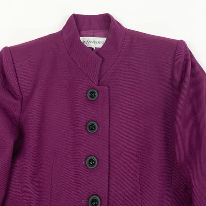 Saint Laurent Stand Color Wool Jacket 36 Purple — view 4