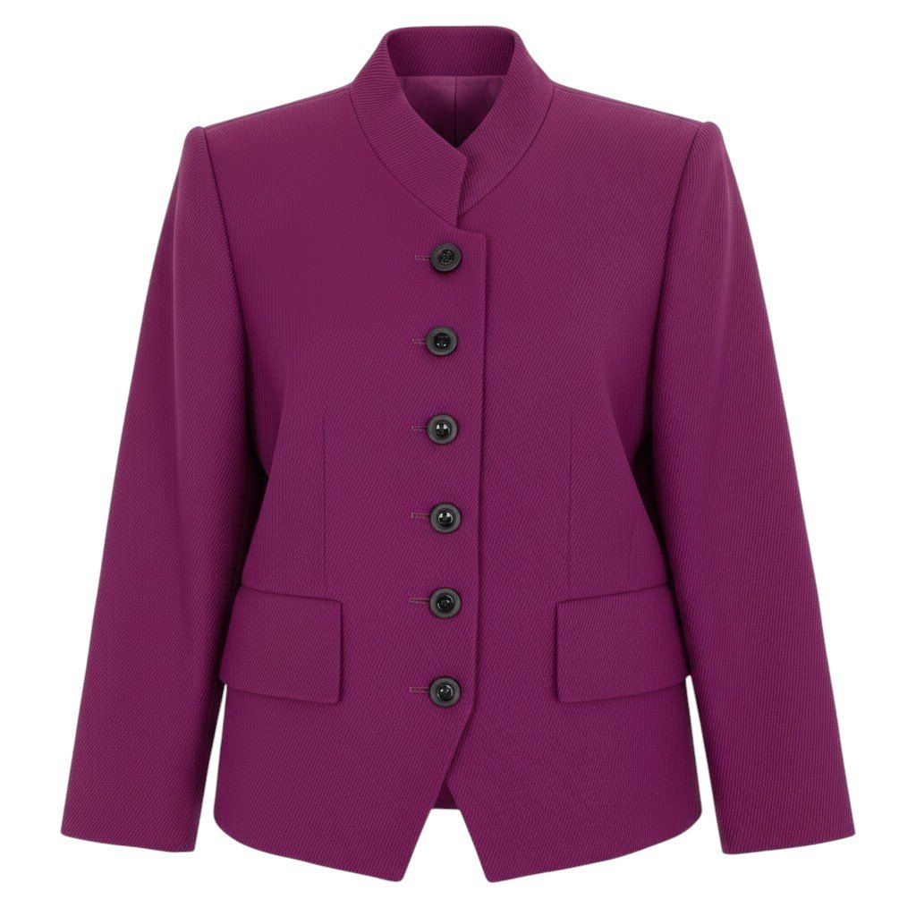 Saint Laurent Stand Color Wool Jacket 36 Purple