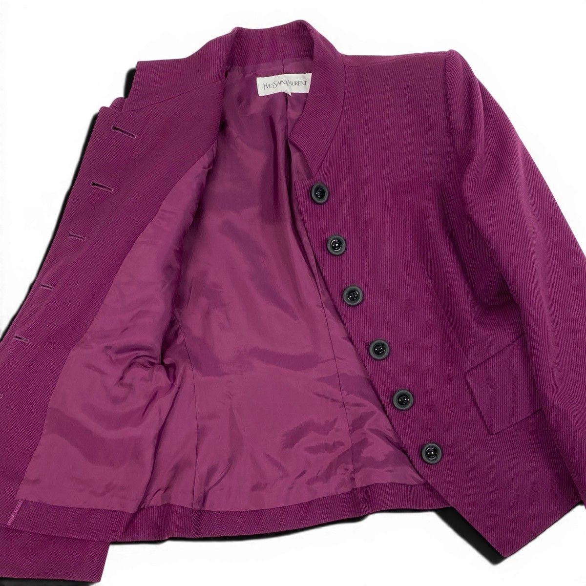 Saint Laurent Stand Color Wool Jacket 36 Purple — view 6