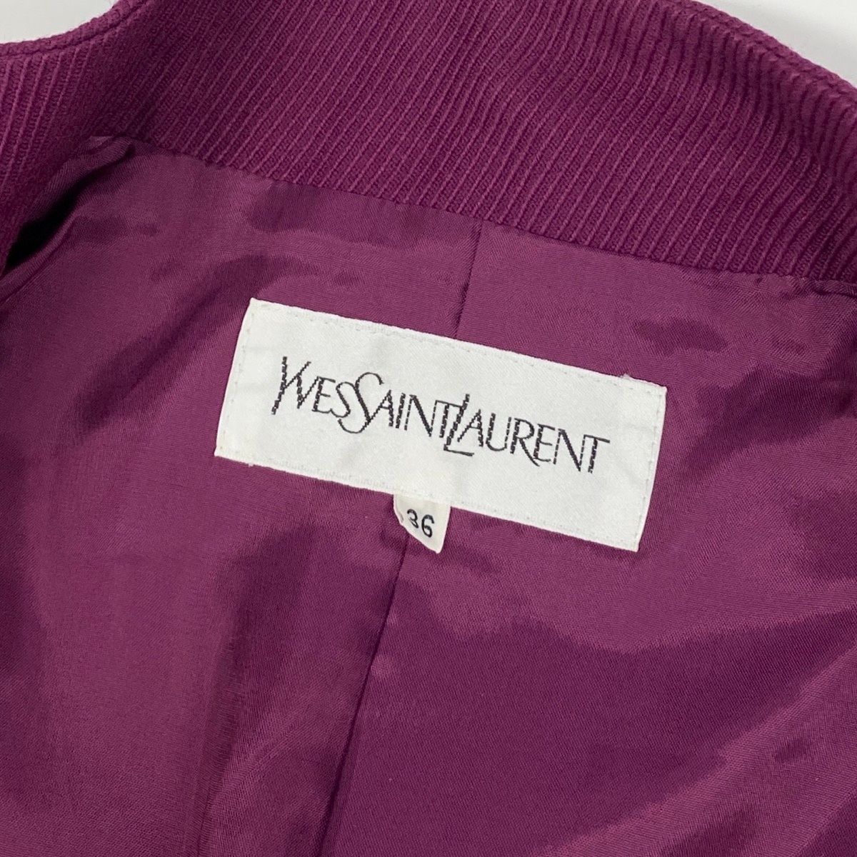 Saint Laurent Stand Color Wool Jacket 36 Purple — view 8