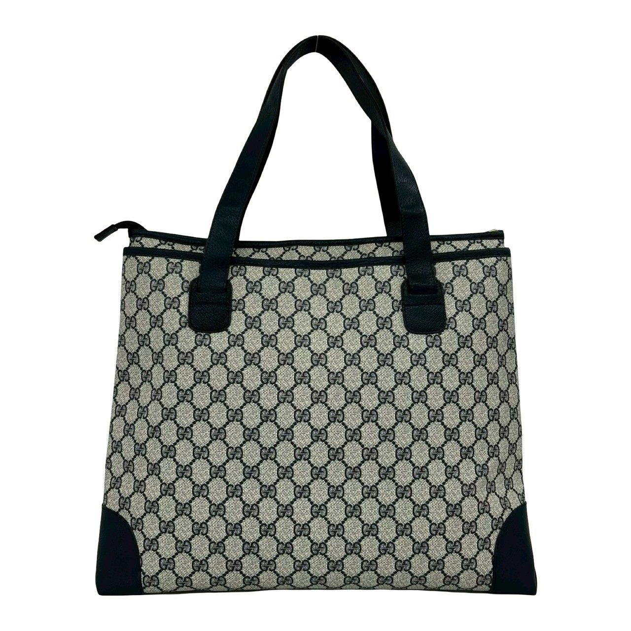 Gucci Vintage GG Logo Leather Tote Shoulder Bag Navy — view 3
