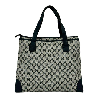 Gucci Vintage GG Logo Leather Tote Shoulder Bag Navy — view 3