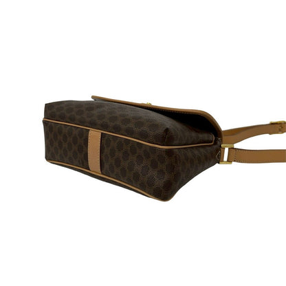 Celine Vintage Macadam Pattern Logo Ring Leather Shoulder Bag Pochette Brown